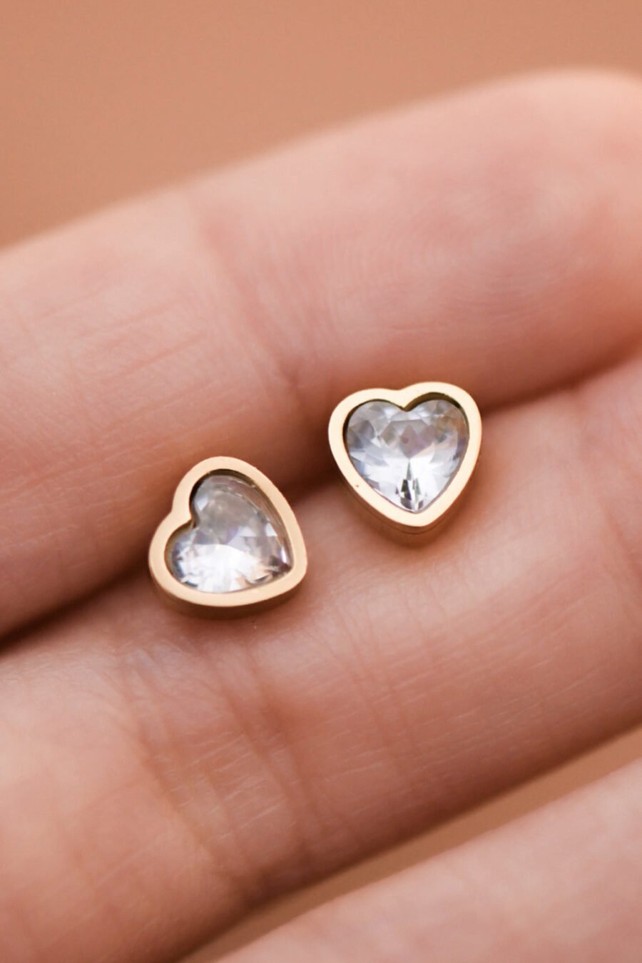 18K Gold Plated Stainless Steel Heart Stud Earrings – 8000