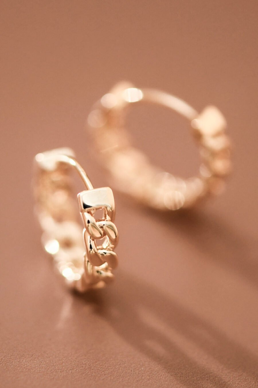 Gold Plated Dainty Chain Hoops - 8010