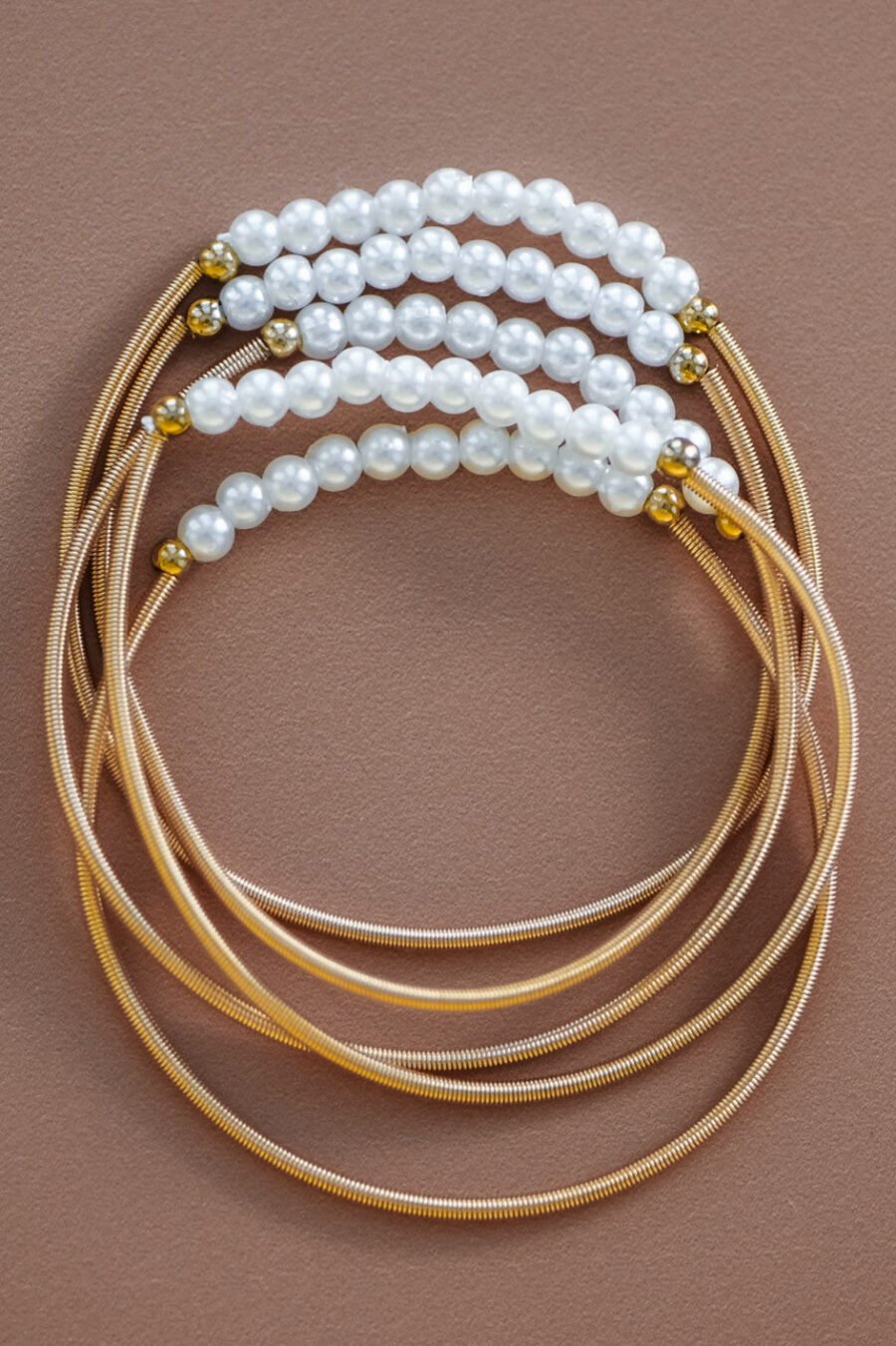 Boho Layered Spring Coil Guitar String Bracelet Set - 6025