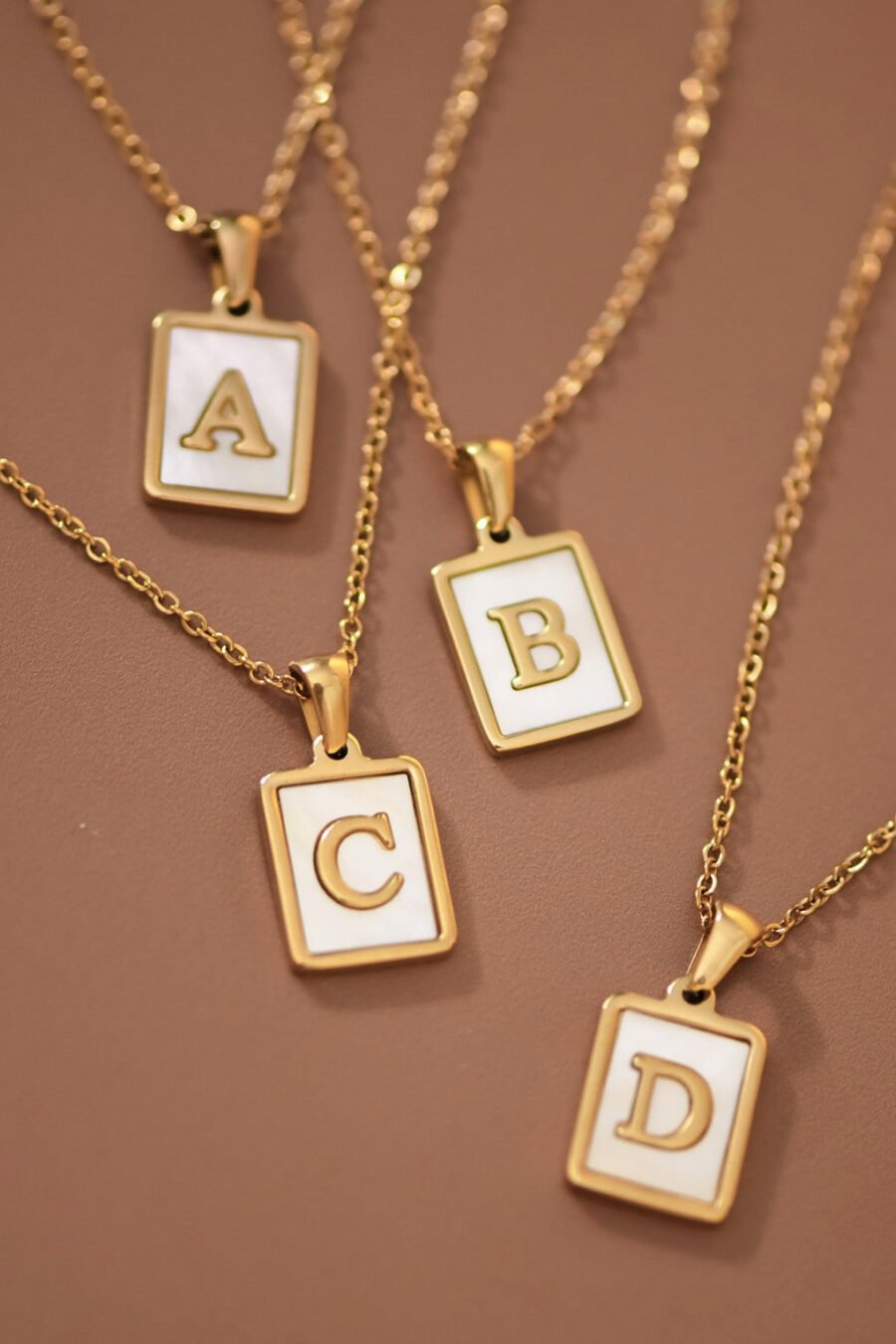 18K Gold Plated Waterproof Stainless Steel Initial Necklace - 0134