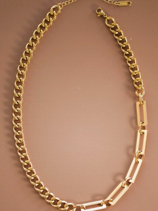 18K Gold Plated Waterproof Stainless Steel Chain Necklace - 6871