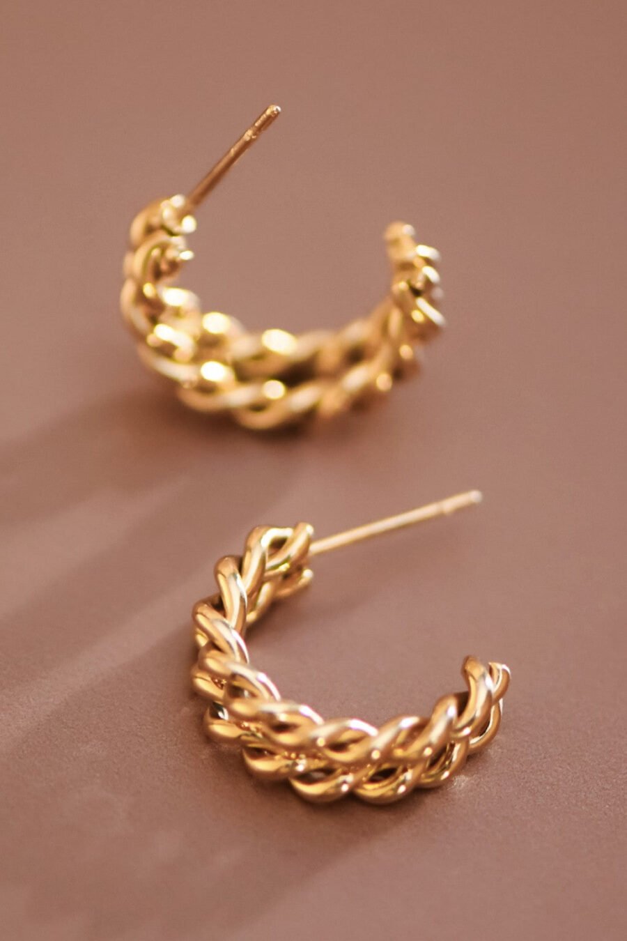 18K Gold Plated Waterproof Stainless Steel Hoop Earrings - 6883