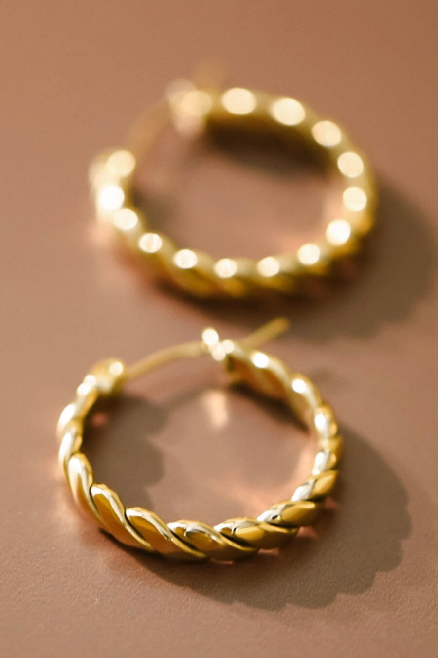 18K Gold Plated Waterproof Stainless Steel Hoop Earrings - 6881