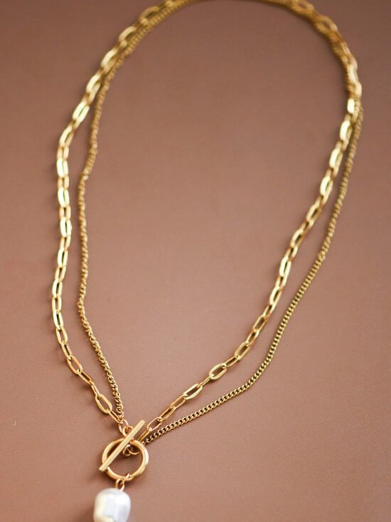 18K Gold Plated Waterproof Stainless Steel Chain Necklace - 6860
