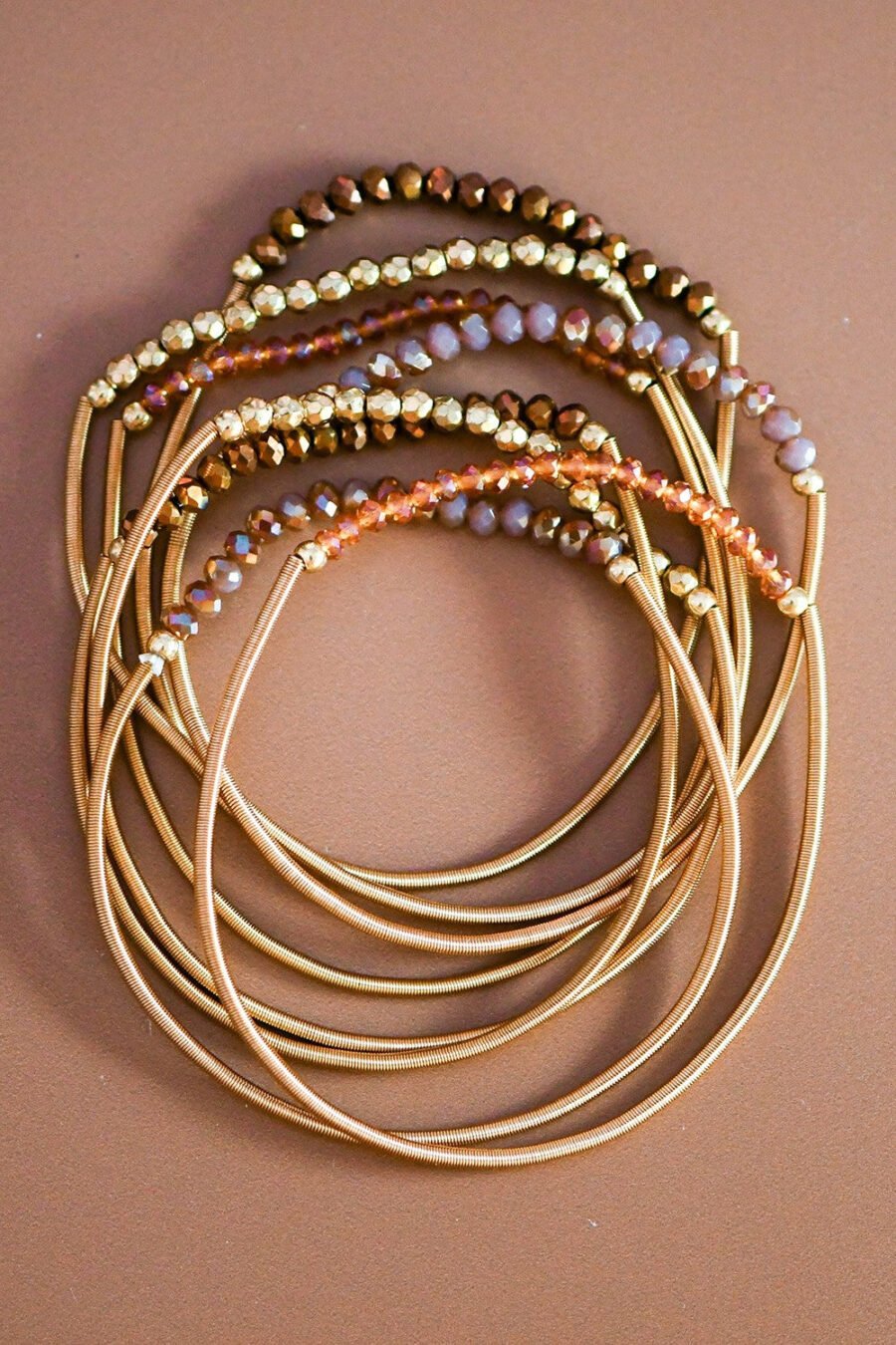 Boho Layered Spring Coil Guitar String Bracelet Set - 6964