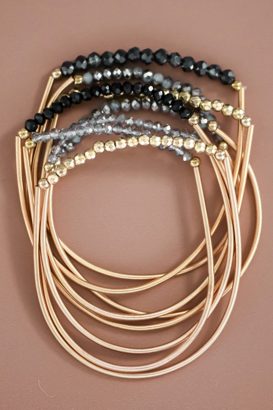 Boho Layered Spring Coil Guitar String Bracelet Set - 6962