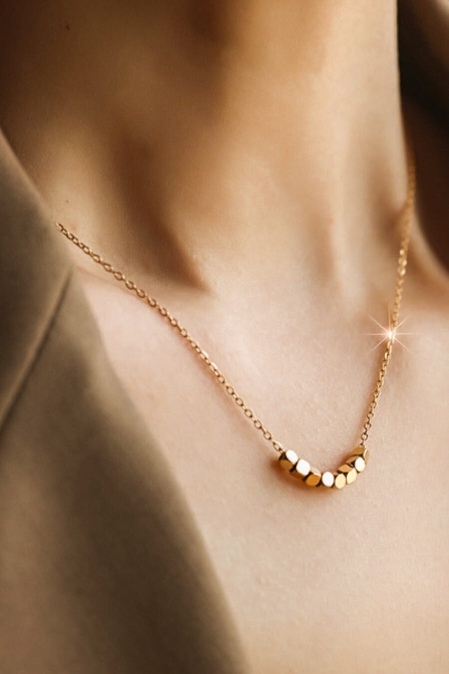 18K Gold Plated Waterproof Stainless Steel Chain Necklace - 6998