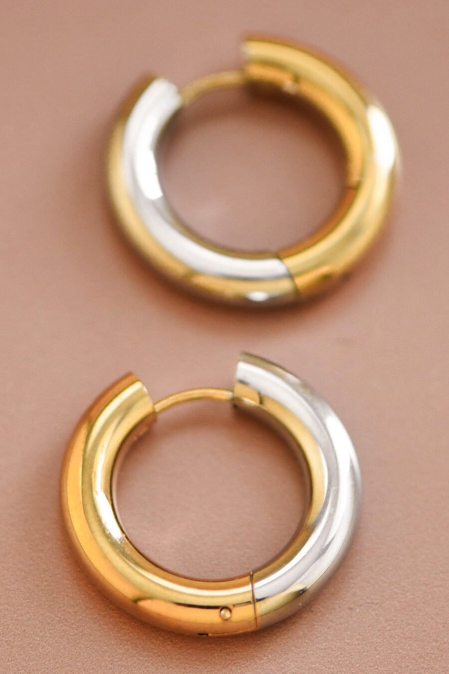 18K Gold Plated Waterproof Stainless Steel Hoop Earrings - 7122