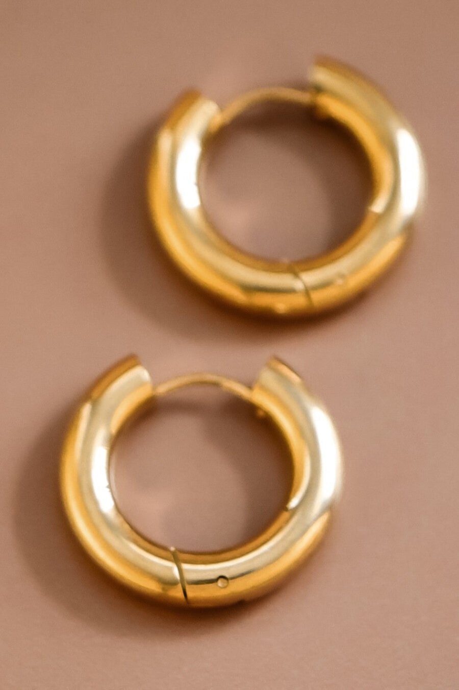 18K Gold Plated Waterproof Stainless Steel Hoop Earrings - 7079