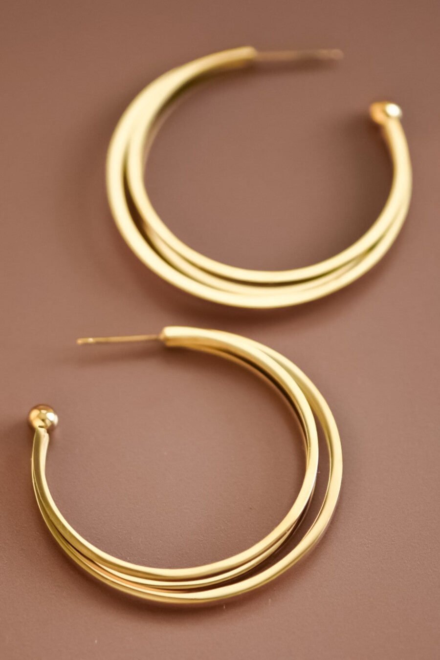 18K Gold Plated Waterproof Stainless Steel Hoop Earrings - 7132