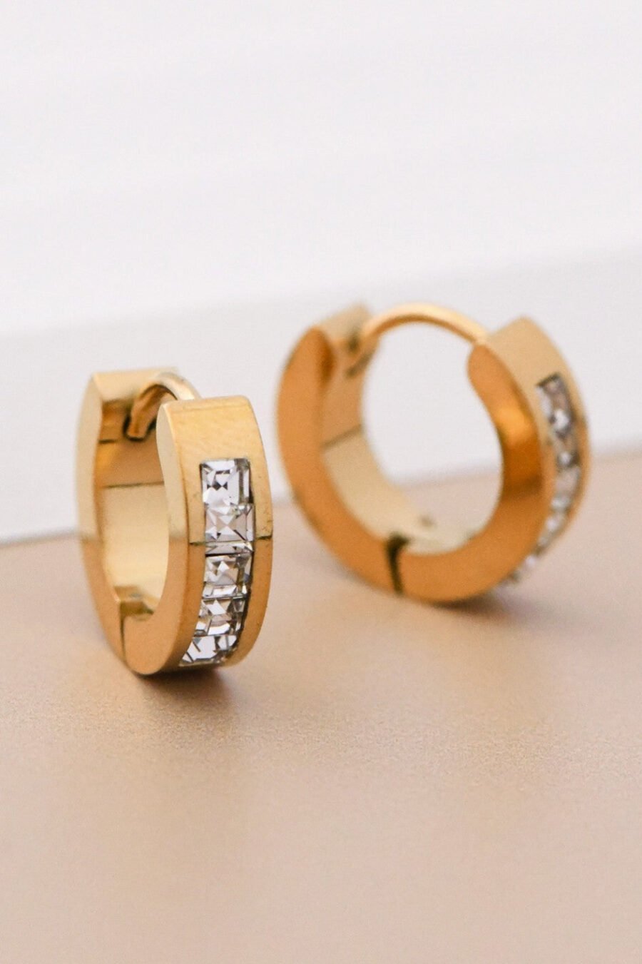 18K Gold Plated Waterproof Stainless Steel Hoop Earrings - 7112