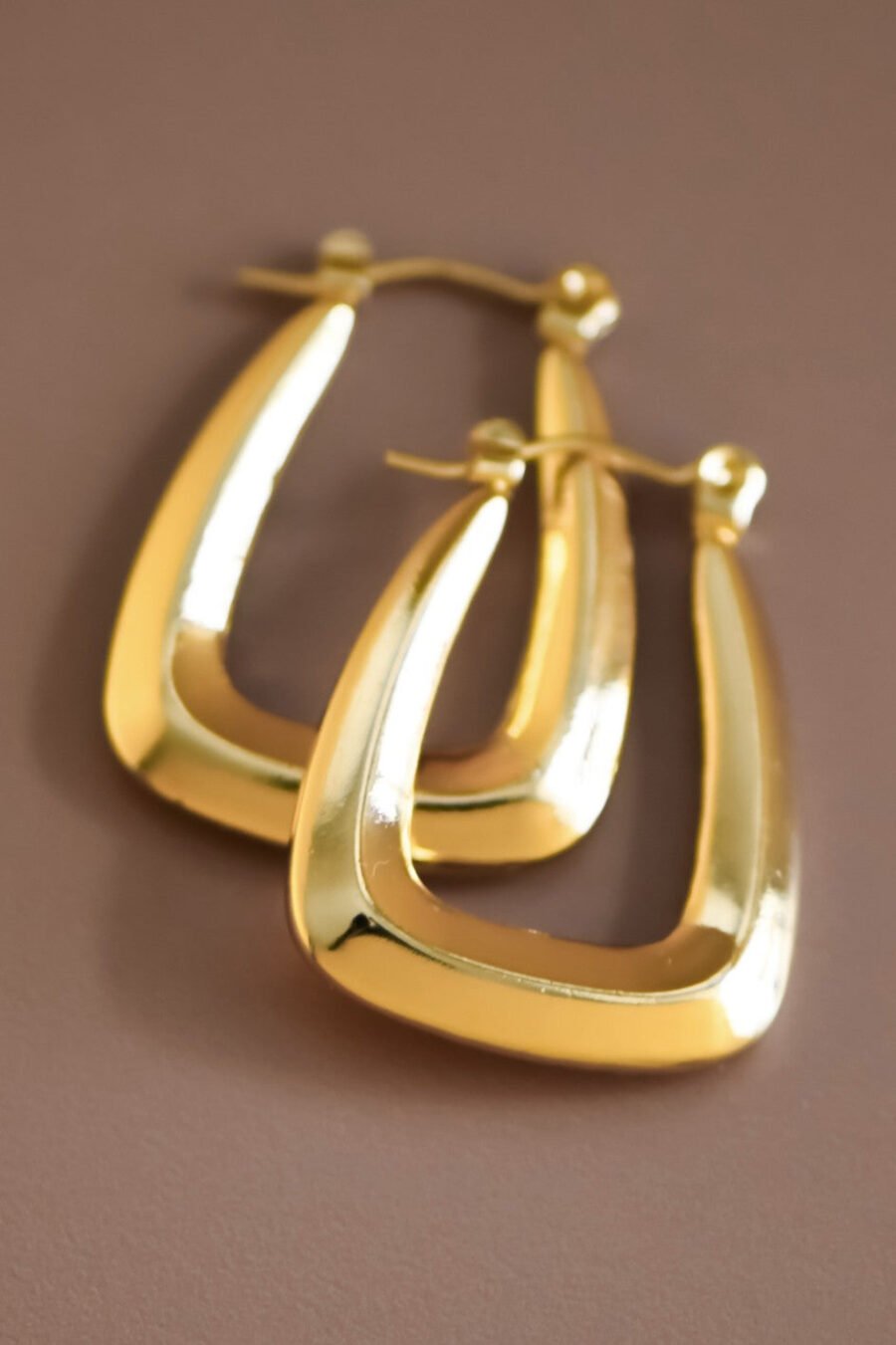 18K Gold Plated Waterproof Stainless Steel Hoop Earrings - 7104