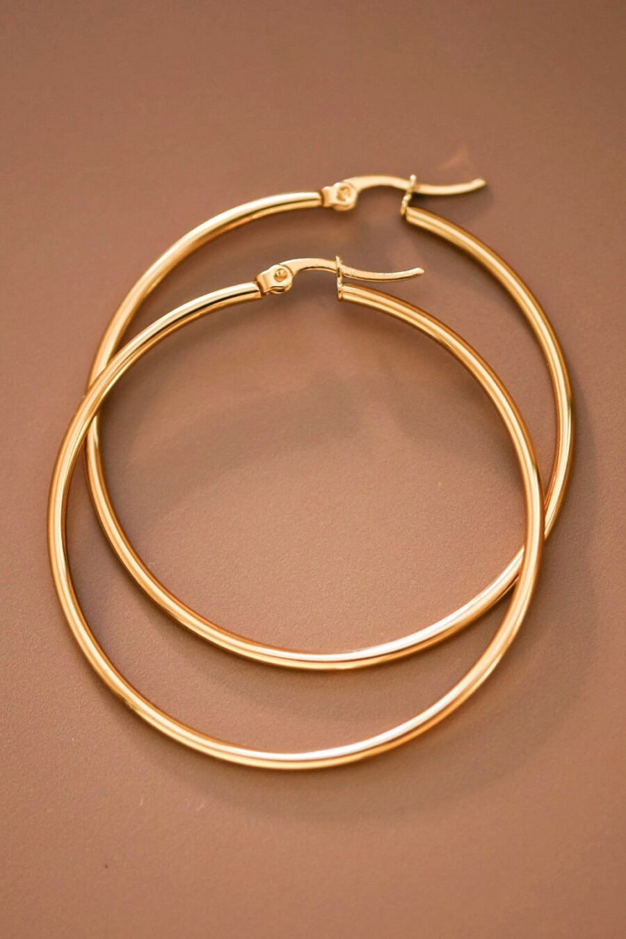 18K Gold Plated Waterproof Stainless Steel Hoop Earrings - 7147