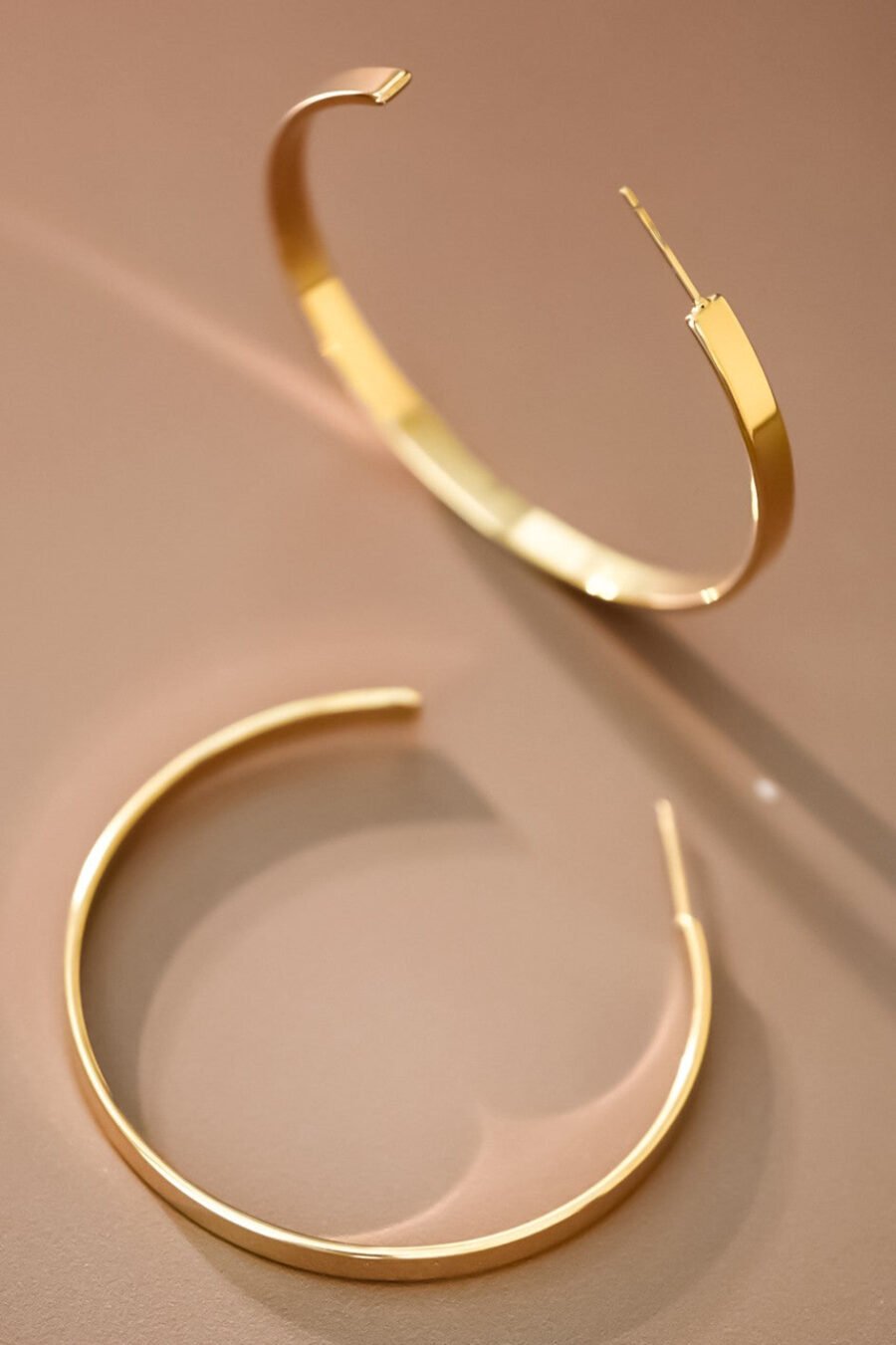 18K Gold Plated Waterproof Stainless Steel Hoop Earrings - 7197