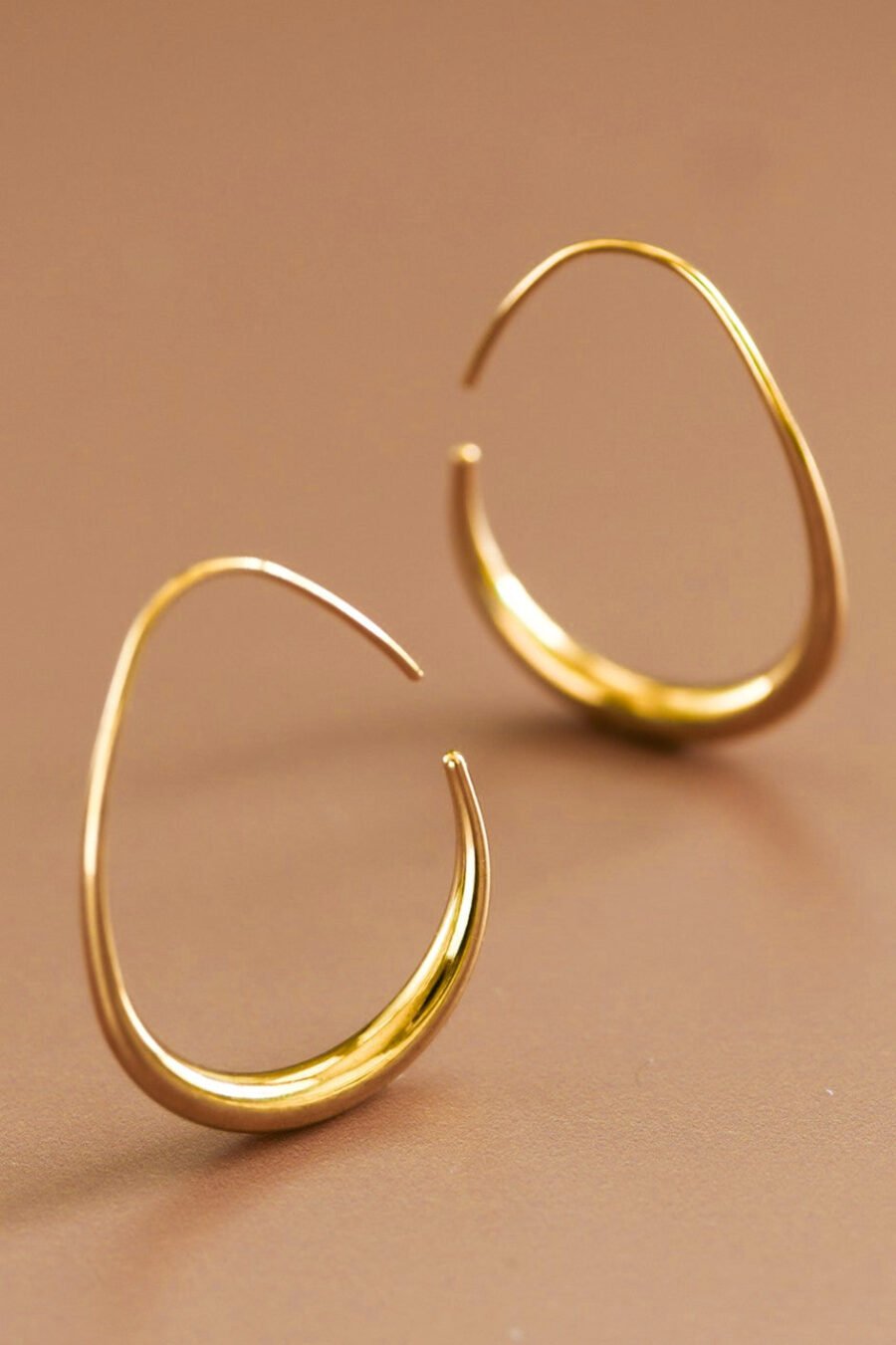 18K Gold Plated Waterproof Stainless Steel Hoop Earrings - 7377