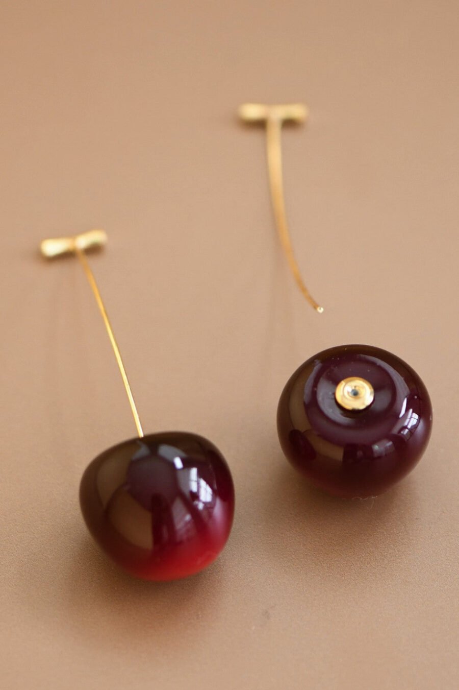 3D Red Cherry Drop Earrings - 7294
