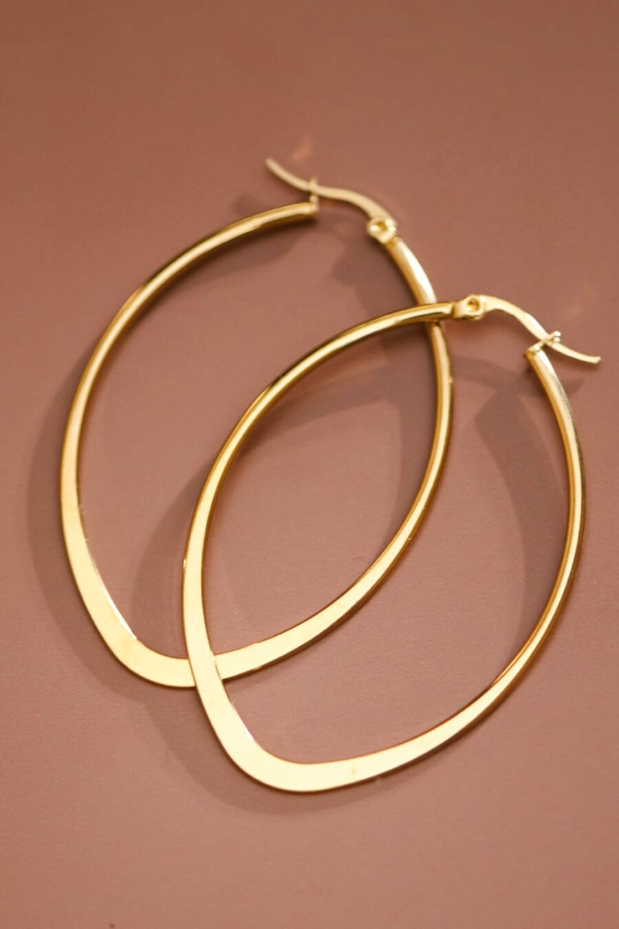 18K Gold Plated Waterproof Stainless Steel Hoop Earrings - 7534