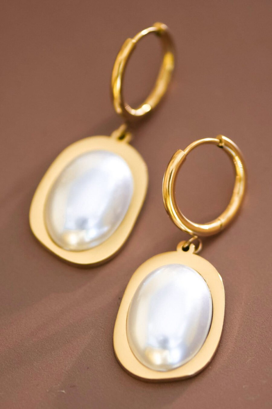 18K Gold Plated Waterproof Stainless Steel Drop Earrings - 7586