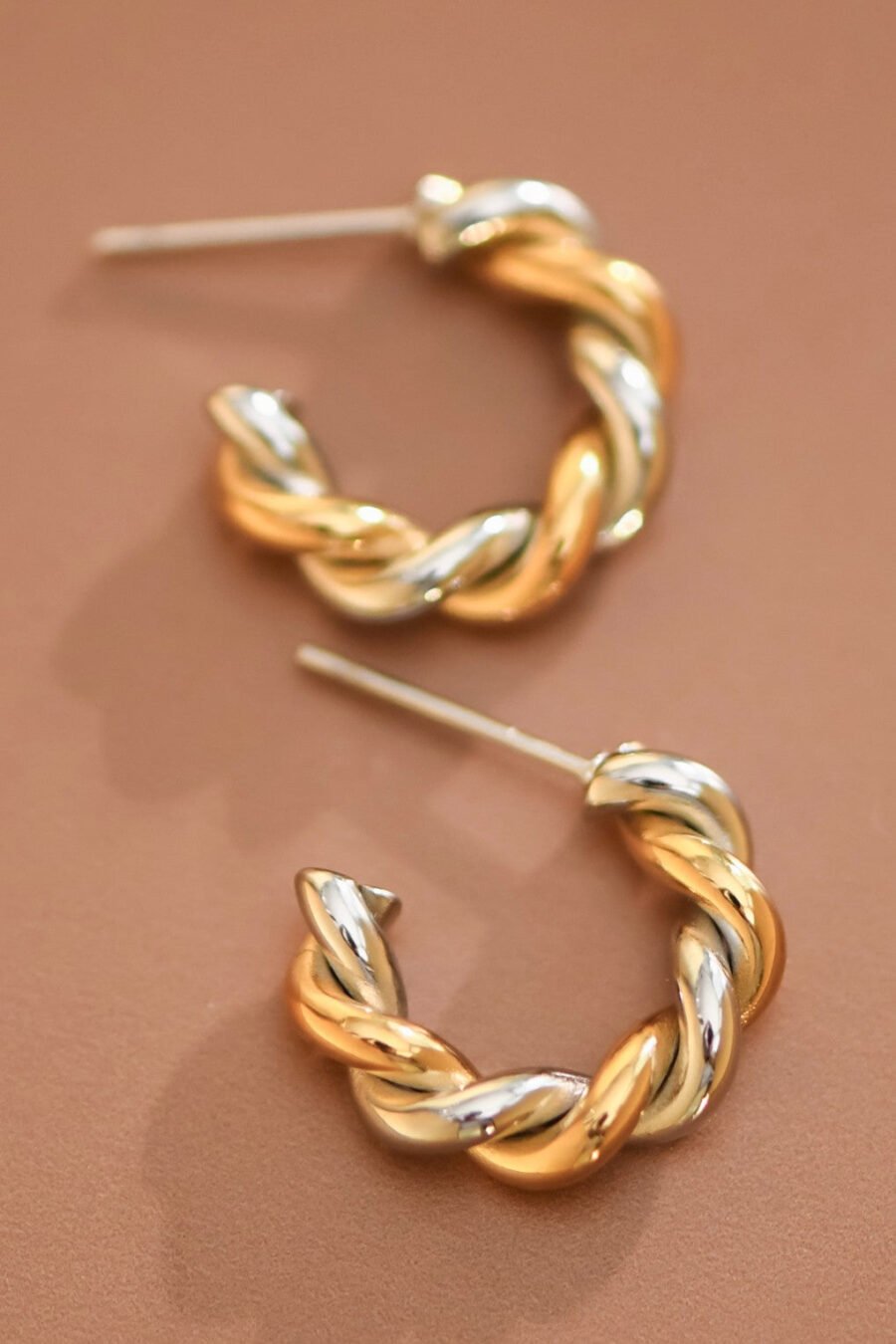 18K Gold Plated Waterproof Stainless Steel Hoop Earrings - 7791