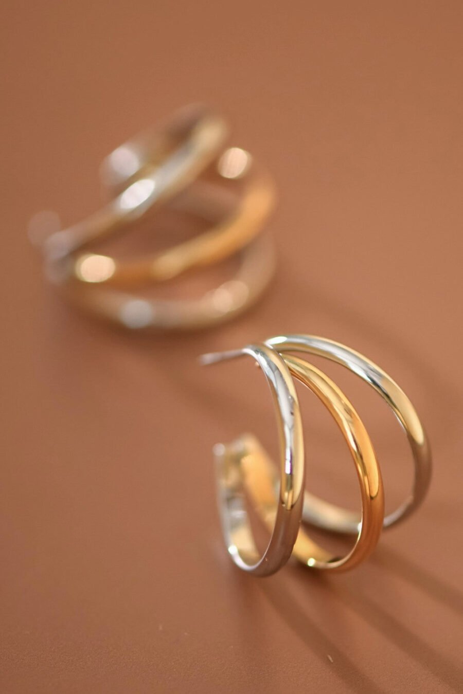 18K Gold Plated Waterproof Stainless Steel Hoop Earrings - 7794