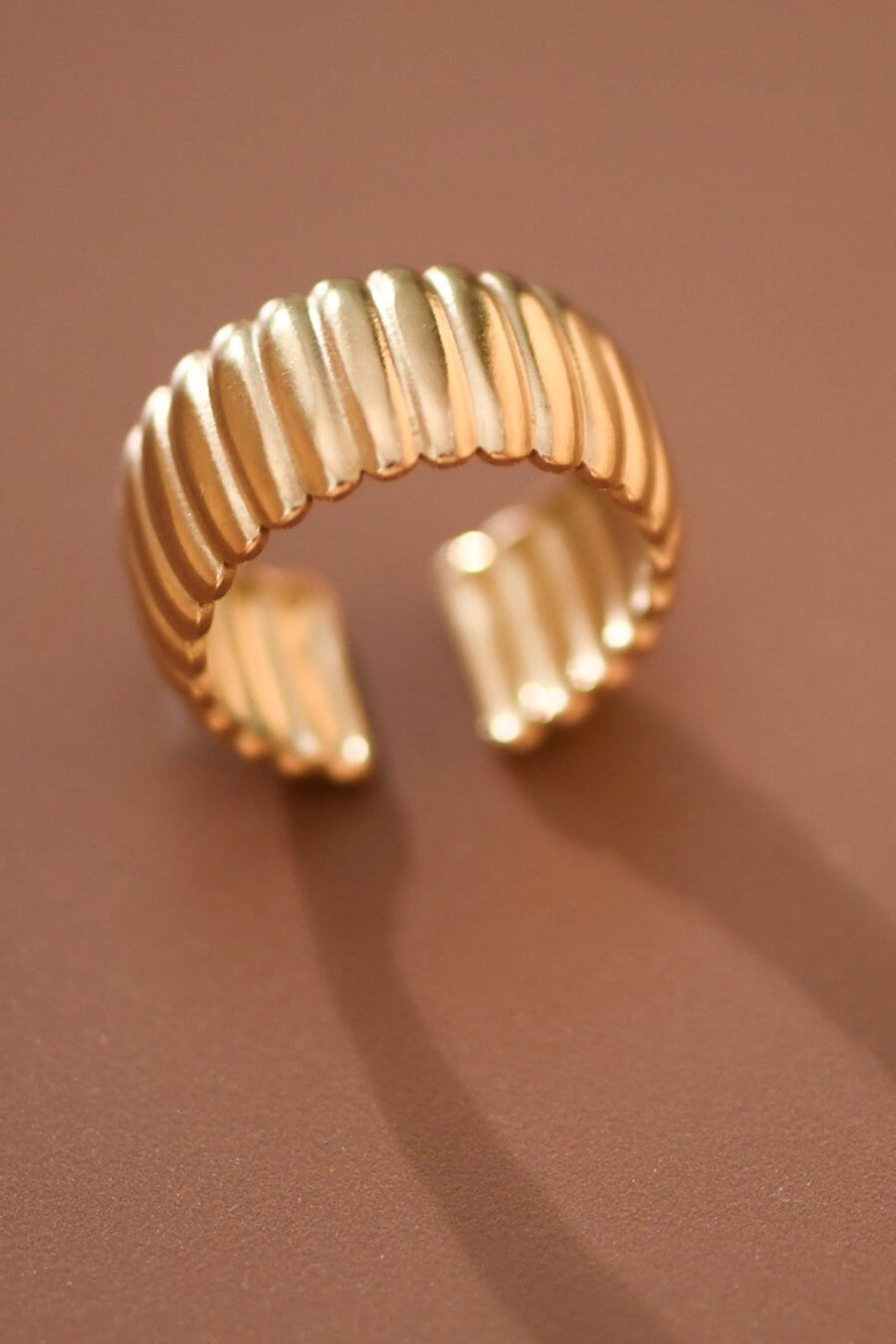 18K Gold Plated Waterproof Stainless Steel Ring - 7884