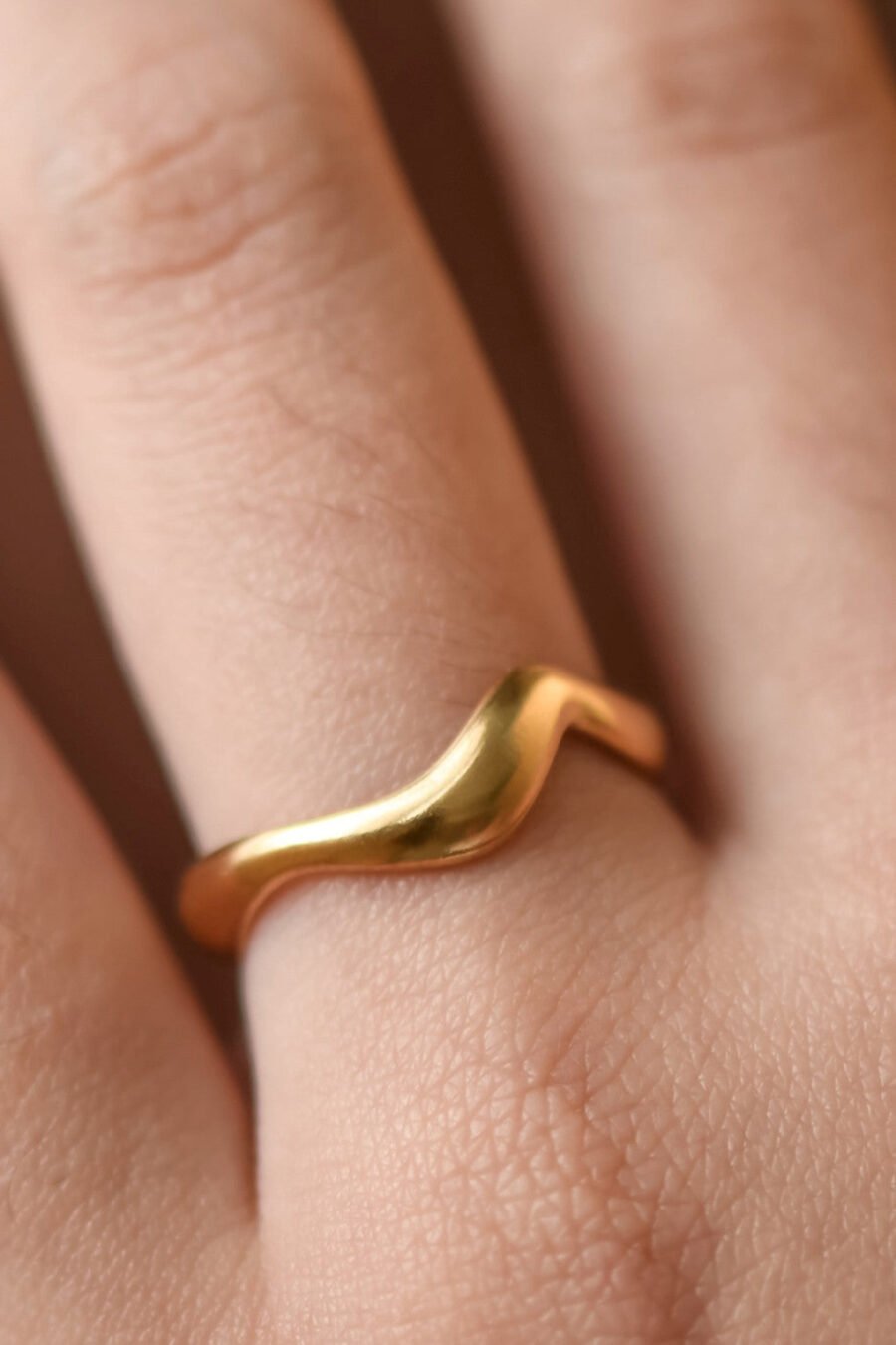 18K Gold Plated Waterproof Stainless Steel Ring - 7877