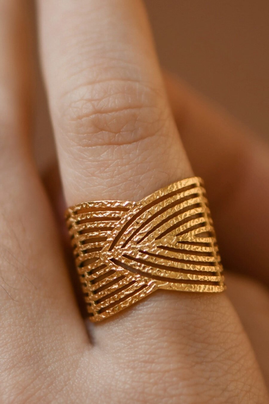 18K Gold Plated Waterproof Stainless Steel Ring - 7943