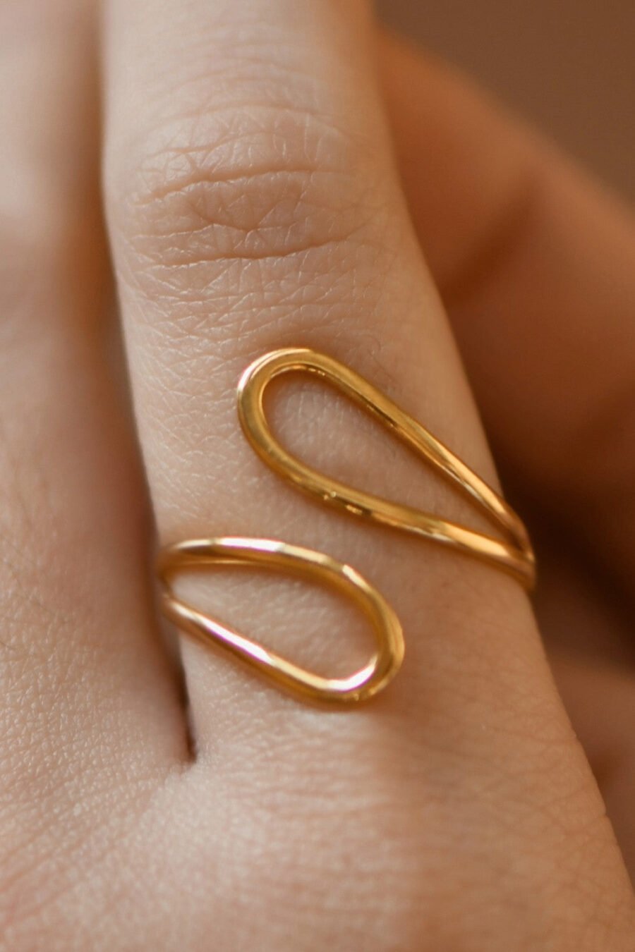 18K Gold Plated Waterproof Stainless Steel Ring - 7938