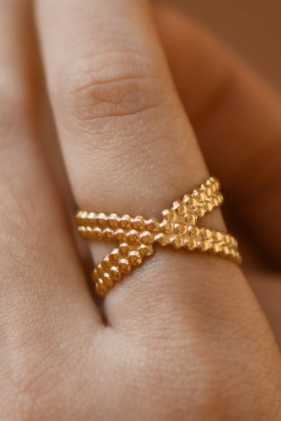 18K Gold Plated Waterproof Stainless Steel Ring - 7937