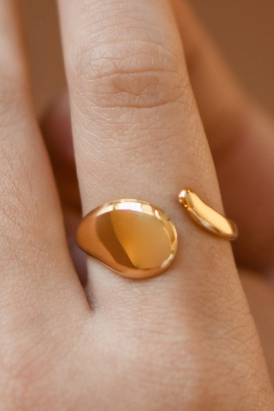 18K Gold Plated Waterproof Stainless Steel Ring - 7935