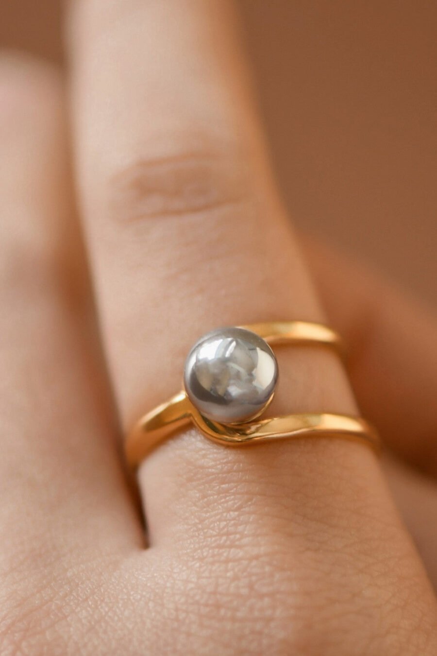 18K Gold Plated Waterproof Stainless Steel Ring - 7925