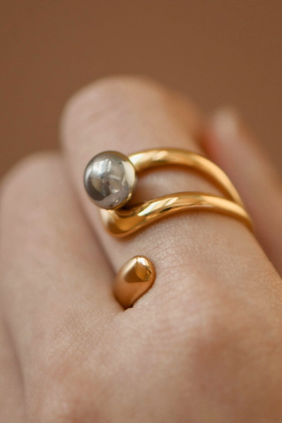 18K Gold Plated Waterproof Stainless Steel Ring - 7927