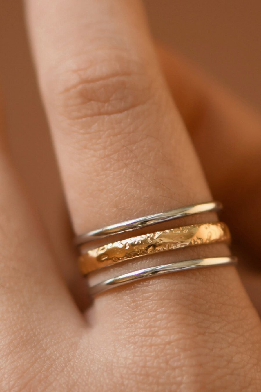 18K Gold Plated Waterproof Stainless Steel Ring - 7930