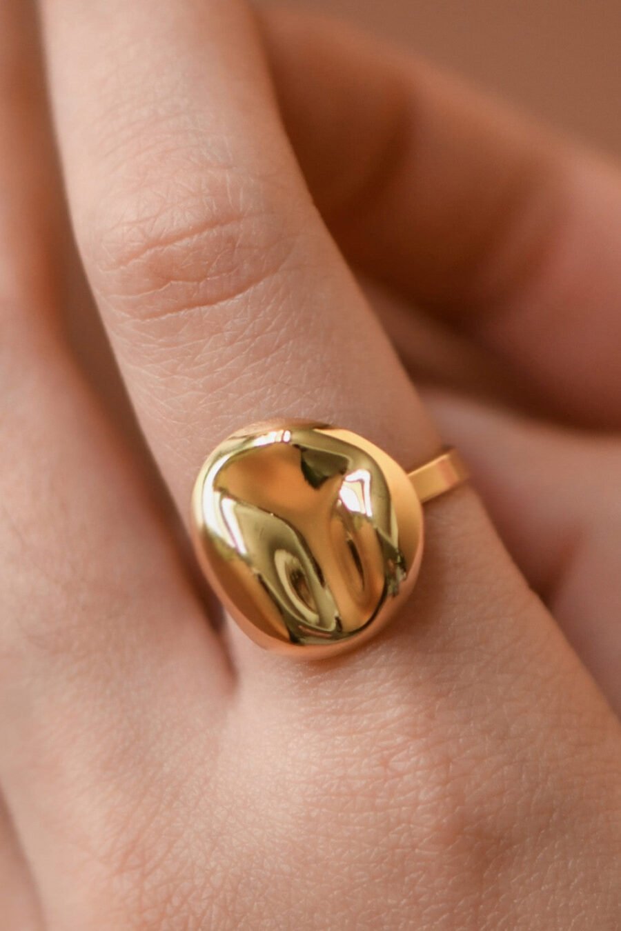 18K Gold Plated Waterproof Stainless Steel Ring - 7967