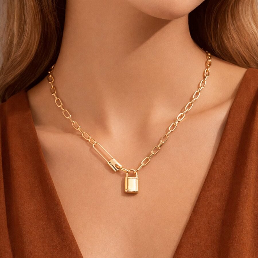 18K Gold Plated Waterproof Stainless Steel Chain Necklace - 7648