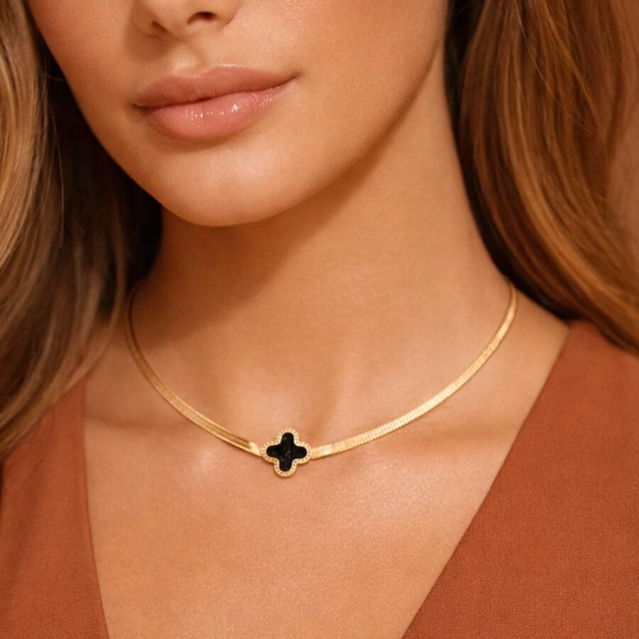 18K Gold Plated Waterproof Stainless Steel Chain Necklace - 7777