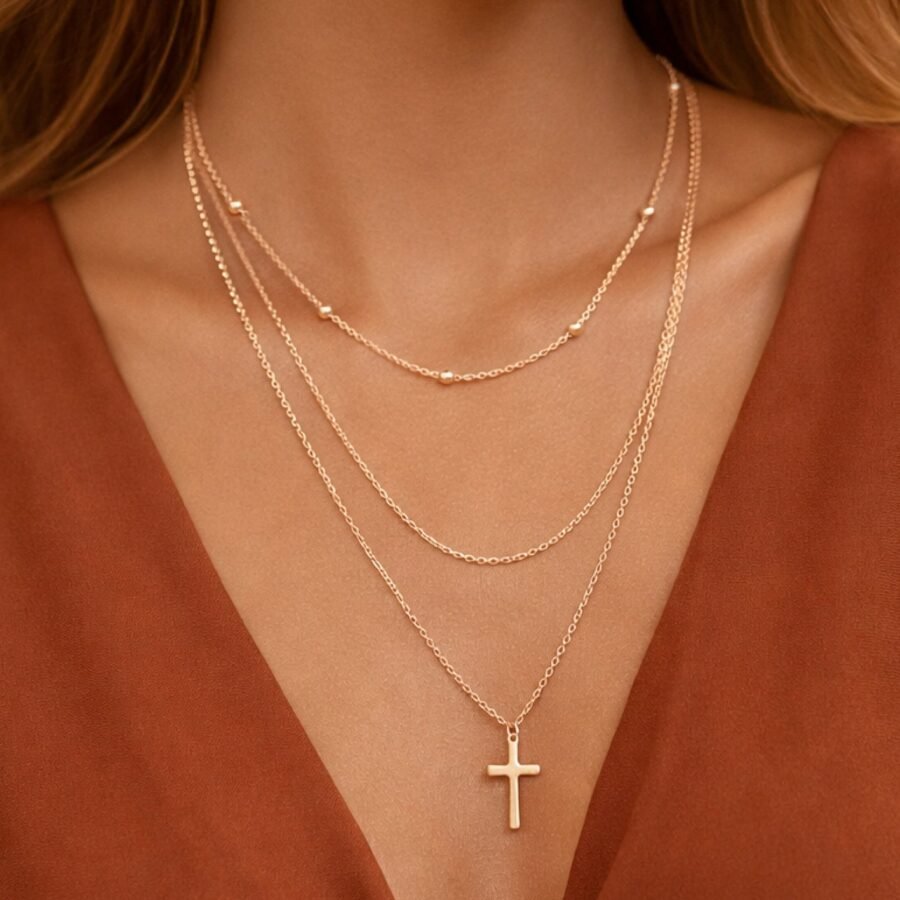 18K Gold Plated Waterproof Stainless Steel Chain Necklace - 6948