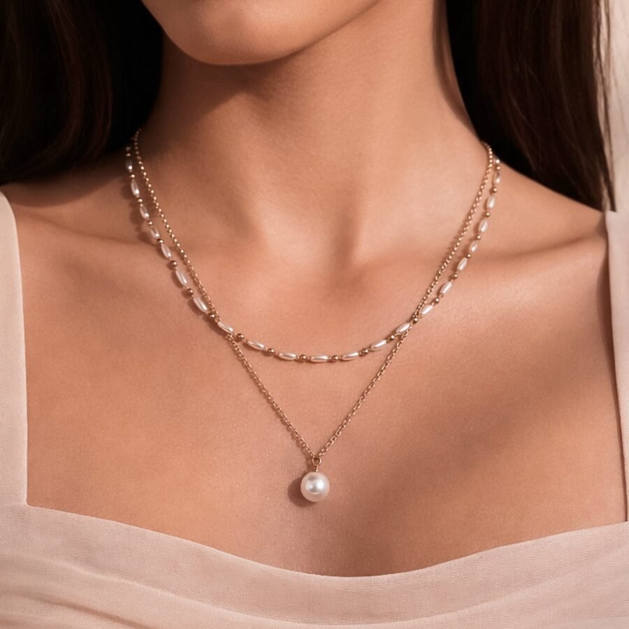 18K Gold Plated Waterproof Stainless Steel Chain Necklace - 7523